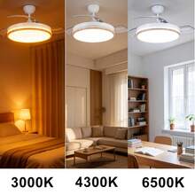 ostarkdom Iotostark Retractable LED Ceiling Fan, 106cm, 3 Blades, 72W Total Power, No App, With Remote Control, Timer, 6 Speeds, 3 Light Temperatures, Summer-Winter Function, Silent, White Iotostark-Leduni - Orange - View 2