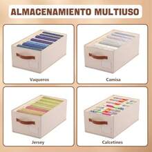Paquete de 4 Organizador de Closet Ropa 7 Compartimentos Organizador de Cajones para Ropa Plegables Organizadores de Ropa Interior Con Compartimentos y Asas Ideal para Camisas Jeans beige - Beis - Ver 5
