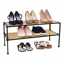 Seville Classics Estante de Almacenamiento no Empotrado Resistente para recámara clóset Entrada recámara Organizador apilable de Metal Duradero 2 Niveles Listones Aspen de Campo - Campo de Listones Aspen - Ver 4