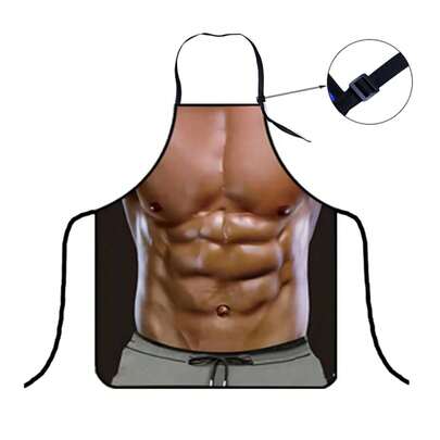 1件个性化趣味肌肉男图案可调节围裙，厨房配件，男士围裙，烧烤围裙，父亲节/节日礼物