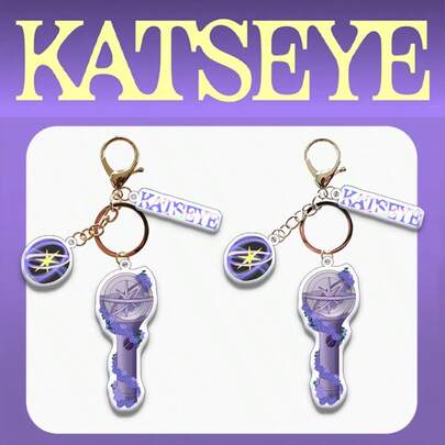 KATSEYE Cartoon Cheering Light Acrylic Keychain, Bag Charm, Accessories, Celebrity Merchandise