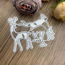 鹿形切割模具、月亮形切割模具、动物形切割模具，适用于卡片制作、压花模具、剪贴簿、手工工艺品制作 - 銀白色 - 查看 3
