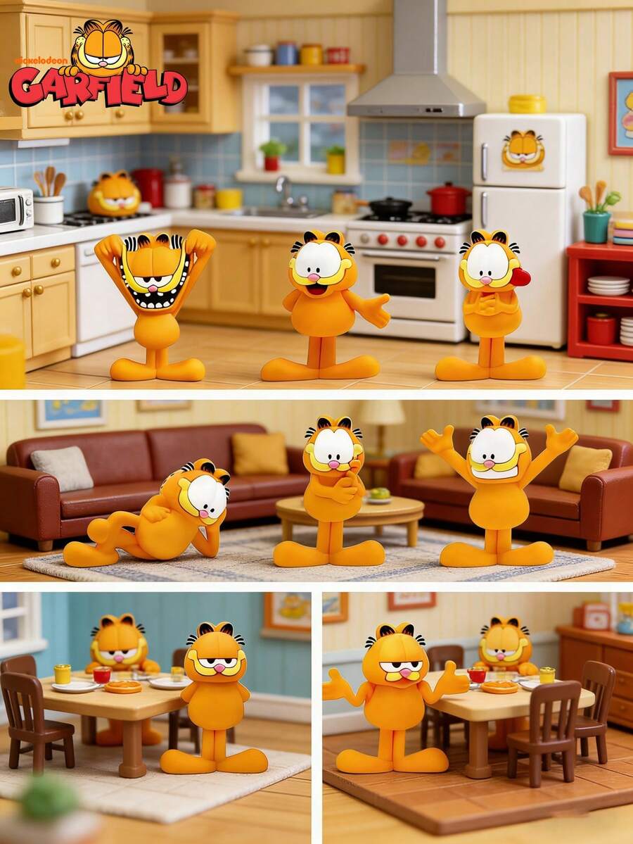 Nickelodeon 1/2个官方授权加菲猫和忍者神龟神秘盲袋3D迷你人偶，随机角色收藏桌面摆件，可爱卡通惊喜拆封，包含加菲猫、米开朗基罗、拉斐尔、多纳泰罗、莱昂纳多、斯普林特，适合粉丝、朋友、生日、派对、新年礼物