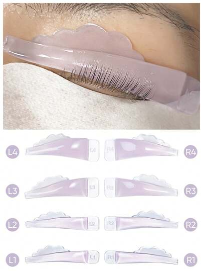 Libeauty 4 Pairs Self-Adhesive Silicone Eyelash Perm Pads | Washable Lash Lift Shields | Fits Most Lash Lengths | Suitable For DIY & Salons | Beauty Tool For At-Home Lash Styling