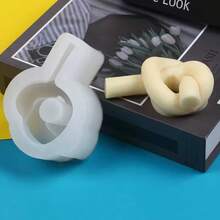 绳结烛台硅胶模具 DIY 手工创意烛台 香薰石石膏烛台硅胶模具 - A-白色 - 查看 2