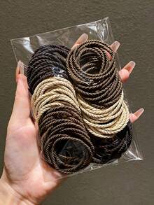 100入/包 女用彩色高彈力髮圈 馬尾固定圈 髮橡皮筋 髮圈飾品 節日髮飾 - 彩色 - 查看 3