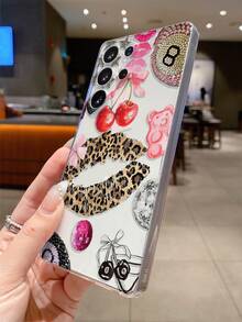 1 pieza Funda de teléfono transparente y suave de TPU a prueba de golpes, arañazos y huellas dactilares con protección de la lente de la cámara, compatible con Samsung, Nothing, Pixel, versión internacional, no la versión nacional, con estampado de leopardo, labios, lazo, cereza y bola de billar de moda - Multicolor - Ver 6