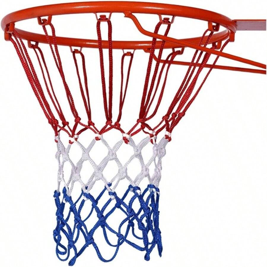 Basketball Net Outdoor - Upgrade Heavy Duty Basketball Net U2013 All - Weather Basketball Hoop Net, Suitable All Outdoor Or Indoor 12 Loops Basketball Hoops. - White, Red, Blue - View 1