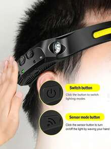 High Sensitivity COB LED Headlamp, Contactless Wave Sensing Design, Multi-Function Floodlight, Rechargeable Battery, 2-In-1 Long Range Flashlight, Lightweight Headband, Suitable For Fishing, Camping, Cycling, Repair And Emergency Lighting - Headlamp - View 9