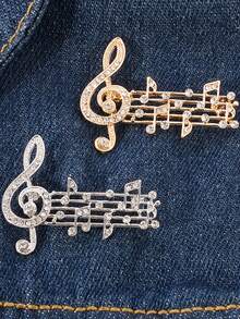 1pc Women's Brooch, Music Note Brooch, Scarf Clip, Lapel Pin, Suitable For Daily Wear And Music Festivals - Multicolor - View 2