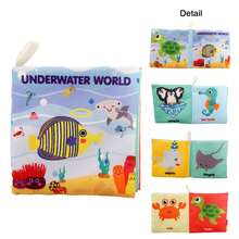 Libro de tela para bebé con temas de dibujos animados interesantes, que incluyen verduras, animales, alimentos submarinos, frutas, transporte, diseño colgante para atraer la atención del bebé - Multicolor - Ver 13