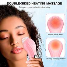 5 Modes Silicone Face Scrubber, Waterproof Face Scrubber Exfoliator For Men & Women, Rechargeable Electric Facial Cleansing Brush For Deep Cleansing, Exfoliating, Massage - Pink - View 4
