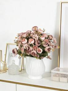 1/3/60 piezas Flores de rosa de seda artificial, ramo floral realista, adecuado para el hogar, restaurante, sala de estar, decoración de jardín al aire libre, props de fotografía floral, flores artificiales, ramo de boda, ramo de novia, suministros de boda, decoración de boda, flores decorativas, decoración de primavera, Día de San Valentín - Rosa - Ver 6