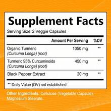Bunkell Dietary Supplements - Turmeric Capsules - With 95 Curcuminoids & Black Pepper Extract, Joint Support - 120 Capsules - 1瓶 - 查看 2