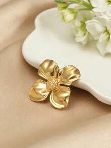 1枚复古18K镀金不锈钢花朵胸针，优雅防水，适合女性日常商务佩戴，亦可作为圣诞节和新年礼物。 - 金色 - 查看 8