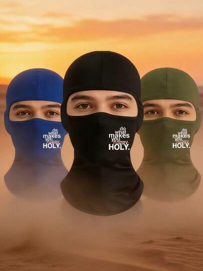 3pcs/2pcs/1pc Unisex Letter Printing Balaclava Mask Ski Mask For Men Women Suitable For Outdoor Sports Daily Wear Gift Hat