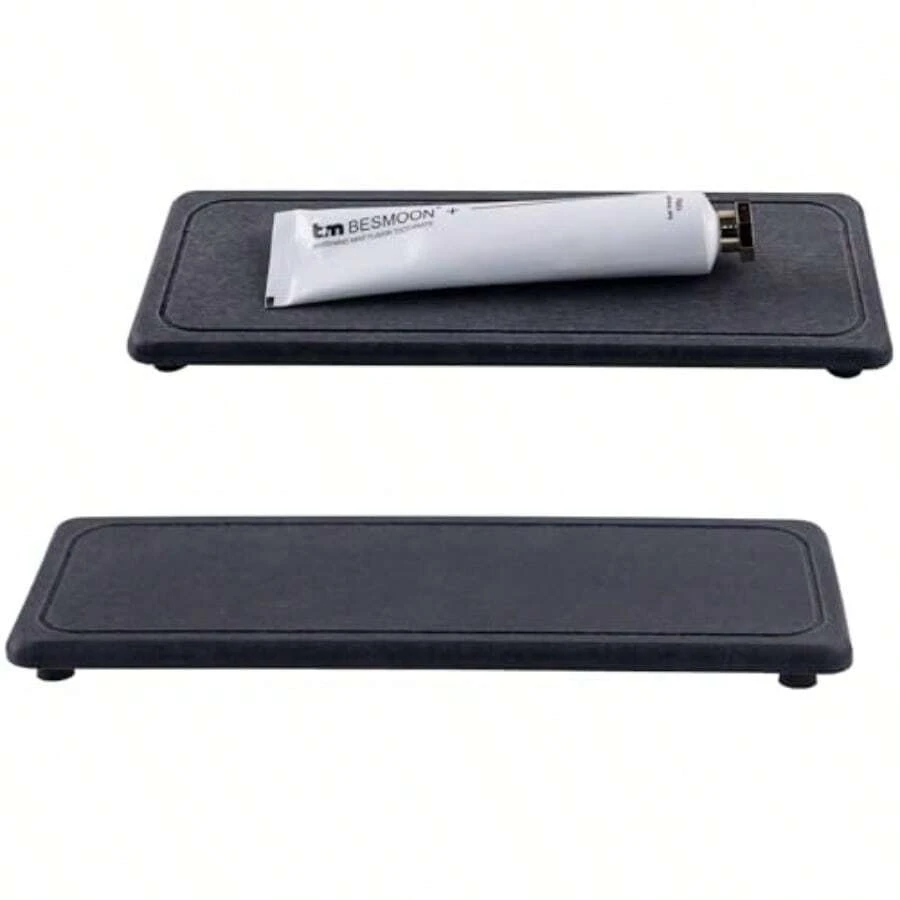2 bandejas de piedra absorbente de agua jabonera para fregadero de cocina/baño bandeja de diatomita utilizada para jabón de manos y botellas de cosméticos en el hogar moderno 4 pulgadas - Gris Oscuro - Ver 1
