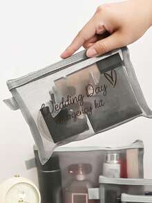 新娘婚礼应急化妆包 - 个性化涤纶化妆包，轻便拉链收纳包，可机洗，不易褪色，可折叠 - 时尚洗漱包，旅行必备化妆包：女孩旅行求生包，男女通用拉链包，化妆品，化妆和旅行必备轻便接待包，母亲节礼物，婚礼奖品 - 彩色 - 查看 4