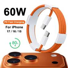 60W USB Type-C 数据线，兼容 17，USB-C 转 USB-C 快速充电线，兼容 17/16/15/15 Pro/15 Pro Max/15 Plus/Air 5，兼容三星 Galaxy S25/S24/S23，适用于办公桌/车载充电，兼容 17、17 Pro Max、16、16 Plus、16 Pro、16 Pro Max，旅行充电器 - 彩色 - 查看 1