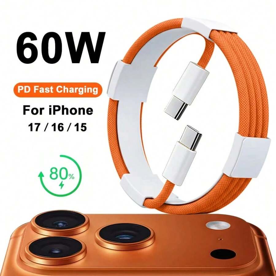 60W USB Type-C 数据线,兼容 17,USB-C 转 USB-C 快速充电线,兼容 17/16/15/15 Pro/15 Pro Max/15 Plus/Air 5,兼容三星 Galaxy S25/S24/S23,适用于办公桌/车载充电,兼容 17、17 Pro Max、16、16 Plus、16 Pro、16 Pro Max,旅行充电器 - 彩色 - 查看 1