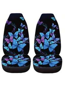 一套蝴蝶图案透气汽车座椅套，适用于SUV和轿车，可水洗四季通用汽车座椅垫 - 彩色 - 查看 3