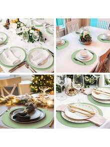 12/24 件装，33 厘米餐垫，一次性草绿色圆形餐垫，适用于圣诞节、餐厅、生日、派对、宴会、咖啡馆、毕业派对。 - 查看 6