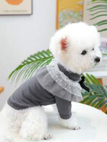 1件宠物衣服，狗狗服装，灰色网眼围兜式内衣，轻便透气，春夏新品 - 灰色 - 查看 2