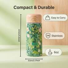 6oz Mini Vacuum Insulated Tumbler, Fashionable Mini Coffee Cup, 316 Stainless Steel, With Sunflower, Rose, Daisy, Lily And Fresh Green Floral Patterns - Perfect Holiday Gift - Multicolor - View 4