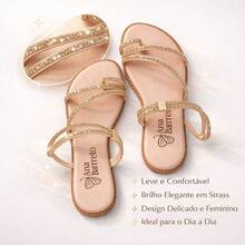 Women's Sandal With Colorful Rhinestones, Casual And Elegant For Everyday Wear. - Black - View 2