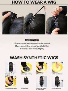 Extensiones de cabello de fibra sintética para cola de caballo, cola de caballo larga y recta negra, cola de caballo con lazo, cola de caballo larga recta y suave, adecuada para mujeres - Multicolor - Ver 6