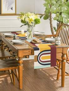 Bộ trang trí nhà cửa phong cách Bohemian họa tiết hình học trừu tượng (1/4/5/6/7 món), thích hợp trang trí phòng khách, phòng ngủ, phòng ăn, chất liệu giả vải lanh, nhiều kích cỡ, dùng để trang trí bàn ăn, khăn trải bàn lò sưởi, tấm lót bàn, đế lót ly, đồ trang trí nhà cửa. - Nhiều màu - Xem 3