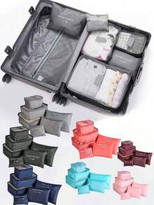 6pcs Travel Organizer Bags - Multifunctional Clothes, Shoes And Cosmetics Storage Bags | Waterproof Foldable Packing Cubes (Suitable For Dorm, Moving, Vacation) - Dust-Proof And Space-Saving - Multicolor - View 1
