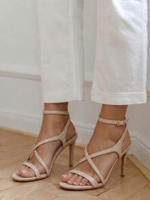 Sandals And Talons Aiguilles And Brides Croisées Élégantes - Beige - View 1