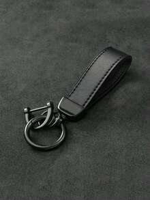 1pc Faux Fur Car Key Chain, Metal Key Ring, Creative Gift, Leather Key Holder - A - View 1