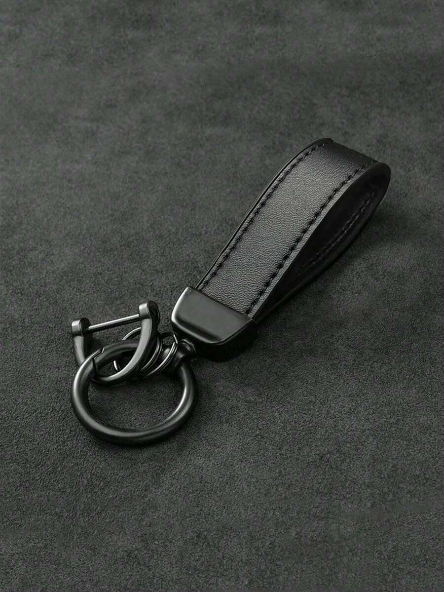 1pc Faux Fur Car Key Chain, Metal Key Ring, Creative Gift, Leather Key Holder - A - View 1