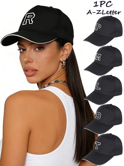 1顶刺绣字母棒球帽，经典休闲复古风格，长宽帽檐，可调节尺寸，轻便防晒，百搭复古卡车帽/老爹帽，适合户外运动、日常穿着、聚会和度假，是送给家人和朋友的完美礼物。