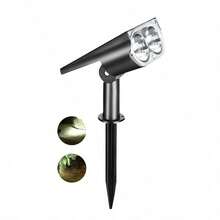 1pc Solar Powered Spotlight With Ground Stake/Wall Mount, Auto On/Off LED Landscape Lighting For Garden, Lawn, Trees - Style a - View 13