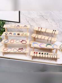 1pc Wooden Multi-Tier Display Rack, Multifunctional Jewelry, Dessert, Cupcake Collection Storage Organizer, Display Cabinet, Suitable For Valentine's Day And Back To School Season - Wood Color - View 2