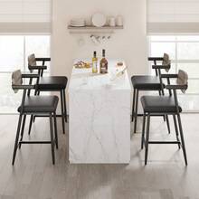 Taburete de bar con respaldo de madera y reposapiés,Trona de bar acolchada,marco metal,Taburete de cocina con reposabrazos,Silla de comedor industrial para isla de cocina, encimera - Gris - Ver 7