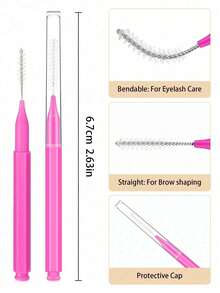 200件套带盖眉刷套装，包含眉毛修剪器、睫毛夹、染色工具、眉睫造型配件 - 彩色 - 查看 7