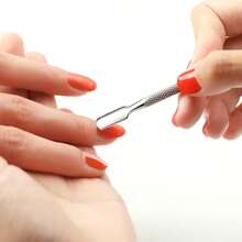 1pc Stainless Steel Dual-Head Nail Clipper/Cuticle Pusher, Manicure Tool, Nail Care, Artificial Nail Tool - Silver - View 4