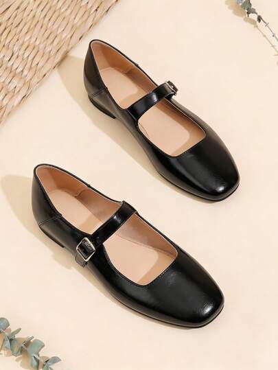Teen Girls Mary Jane Flats Comfortable Cute Casual Dress Square Toe Ballet Flats Shoes Buckle Strap