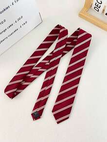 1条红底白条纹围巾，女士时尚系带发带，条纹围巾腰带，长款修身腰带，适合夏季、秋季、派对和其他场合 - 紅色 - 查看 5