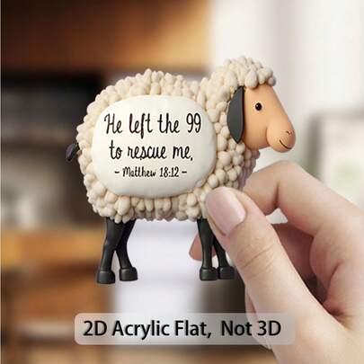 1pc 2D Flat Acrylic Refrigerator Magnet - Cute Sheep With Inspirational Bible Verse (Matthew 18:12) - Christian Religious Decor, Non-Slip Magnetic Base, Suitable For Fridge, Kitchen, Church - Perfect For Easter, Mother's Day, Graduation Gift - Faith-Based Home Decor, Flat