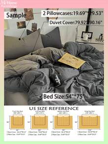 Bộ chăn ga gối 3 món màu xám đậm, gồm 1 vỏ chăn và 2 vỏ gối, chất liệu dệt may mềm mại và thoải mái, thân thiện với da, nhiều màu sắc để lựa chọn, phù hợp cho ký túc xá, trang trí nhà cửa đơn giản và thời trang, bộ chăn ga gối phòng ngủ mềm mại và thoải mái, bộ sản phẩm thời trang, có thể giặt máy, không kèm ruột chăn. - Màu xám đen - Xem 3