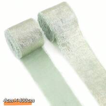 香槟金欧根纱丝带和象牙白流苏亮面丝带,适用于新娘捧花包装、婚礼装饰和请柬装饰。DIY装饰品,4厘米*4米,1卷。 - 查看 13