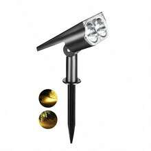 1pc Solar Powered Spotlight With Ground Stake/Wall Mount, Auto On/Off LED Landscape Lighting For Garden, Lawn, Trees - Style a - View 12