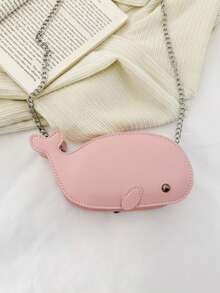 1个女童可爱鲸鱼造型PU拉链链条斜挎包，适合春夏日常使用 - A - 查看 14