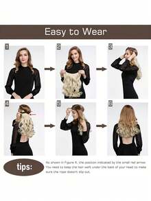 Wavy Hairpiece, Invisible Fishing Line Hair Extension, Increase Hair Volume, Hair Styling Replacement - Burgundy - View 5