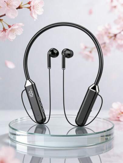 无线颈挂式蓝牙5.3耳机 游戏耳机 电量显示耳机 TWS耳塞 运动耳机 带麦克风